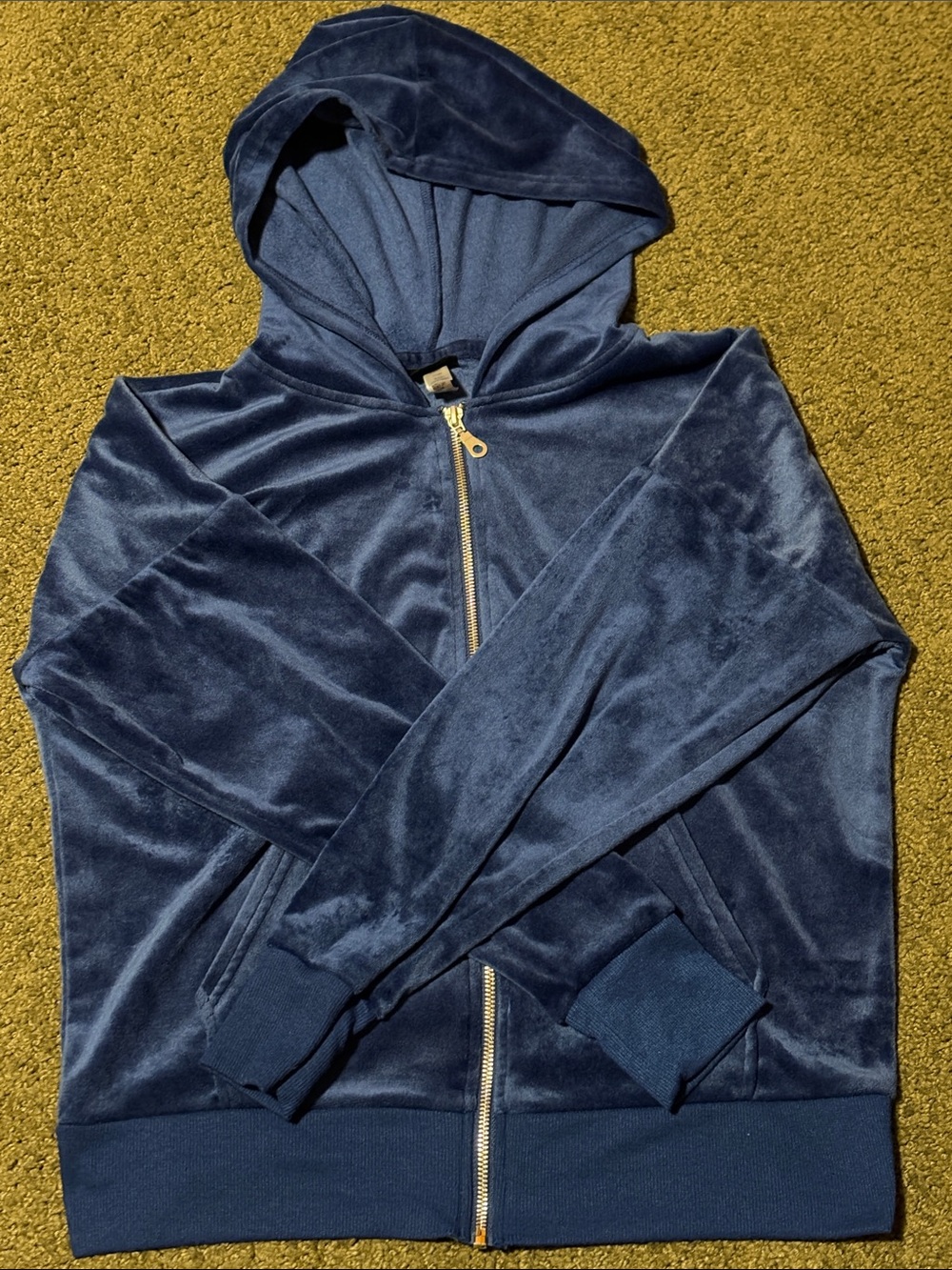 Felina Navy Velour Hooded Zip-Up